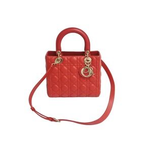 Christian Dior Lady Bag Cannage Red Lambskin